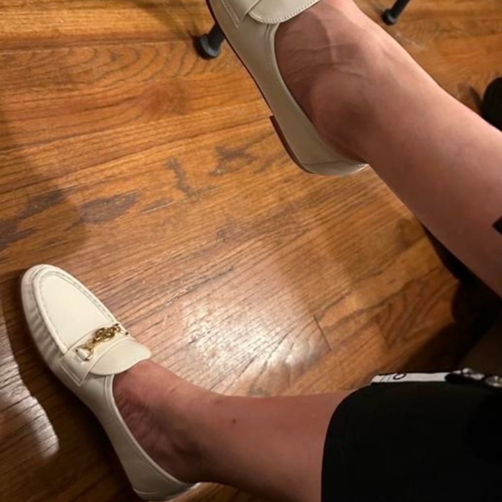 Sam Edelman Women's Cream Loafers Gold Hardware Size 11 - Picture 12 of 14